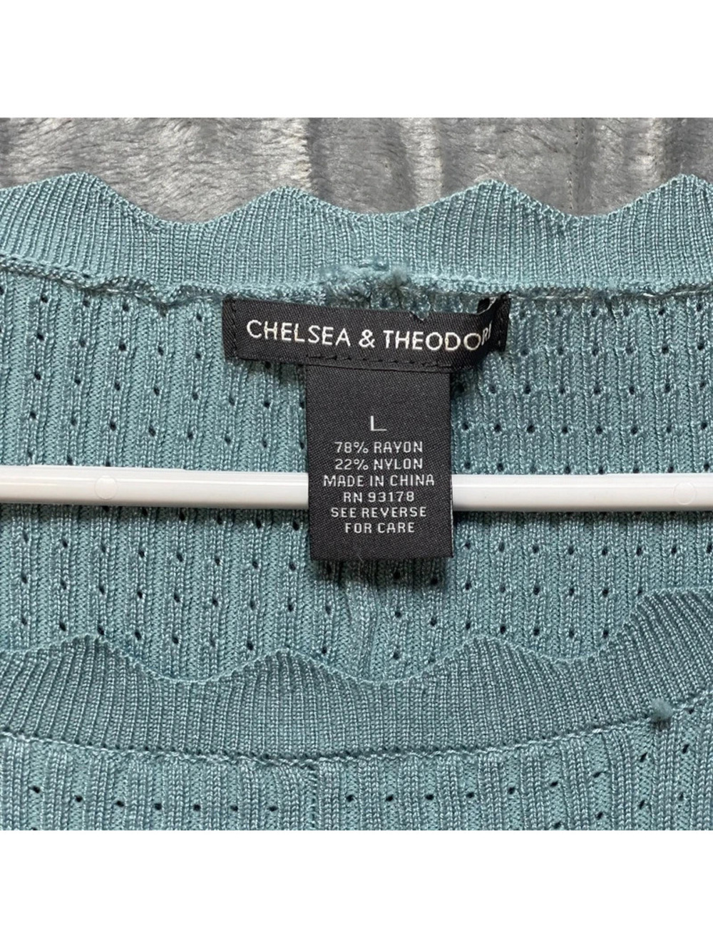 Chelsea & Theodore Women's Ribbed Knit Sweater Dress Light Blue Large - Picture 3 of 5